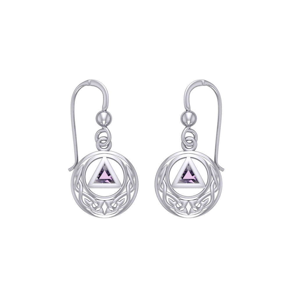 Recovery Symbol with Celtic Design Sterling Silver Earrings TER2247