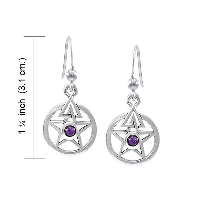 The Third Degree Pentacle Silver Earrings with Gemstone TER1586