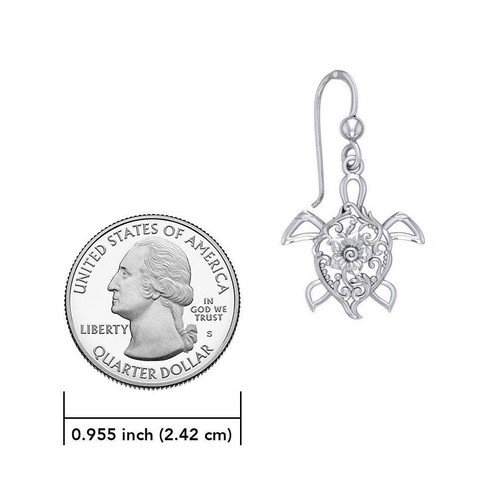 The fairies of the sea ~ Sterling Silver Sea Turtle Filigree Hook Earrings Jewelry TER1706
