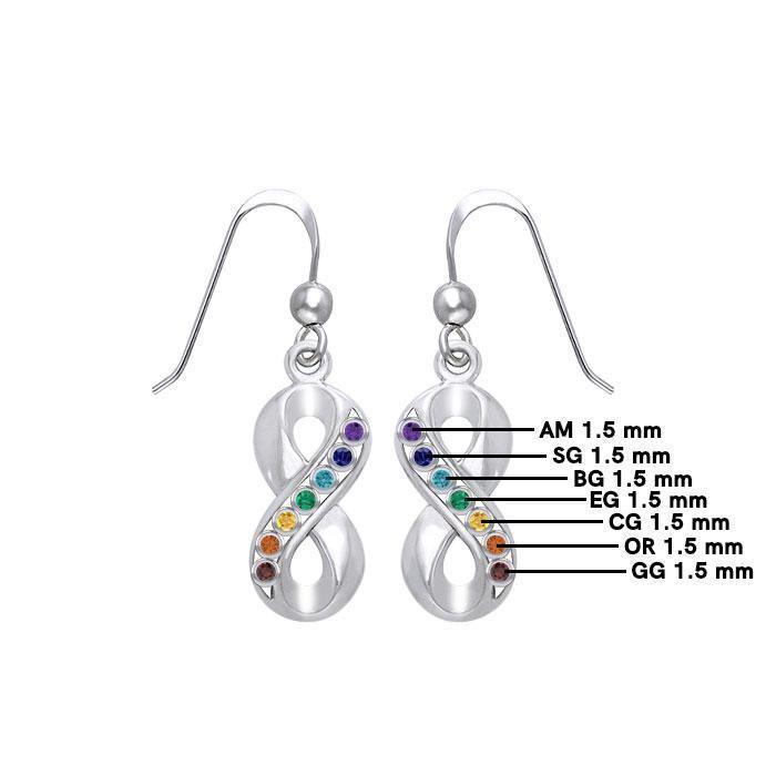 Infinity Silver Earrings with Chakra Gemstone TER1790-Mix Gemstone