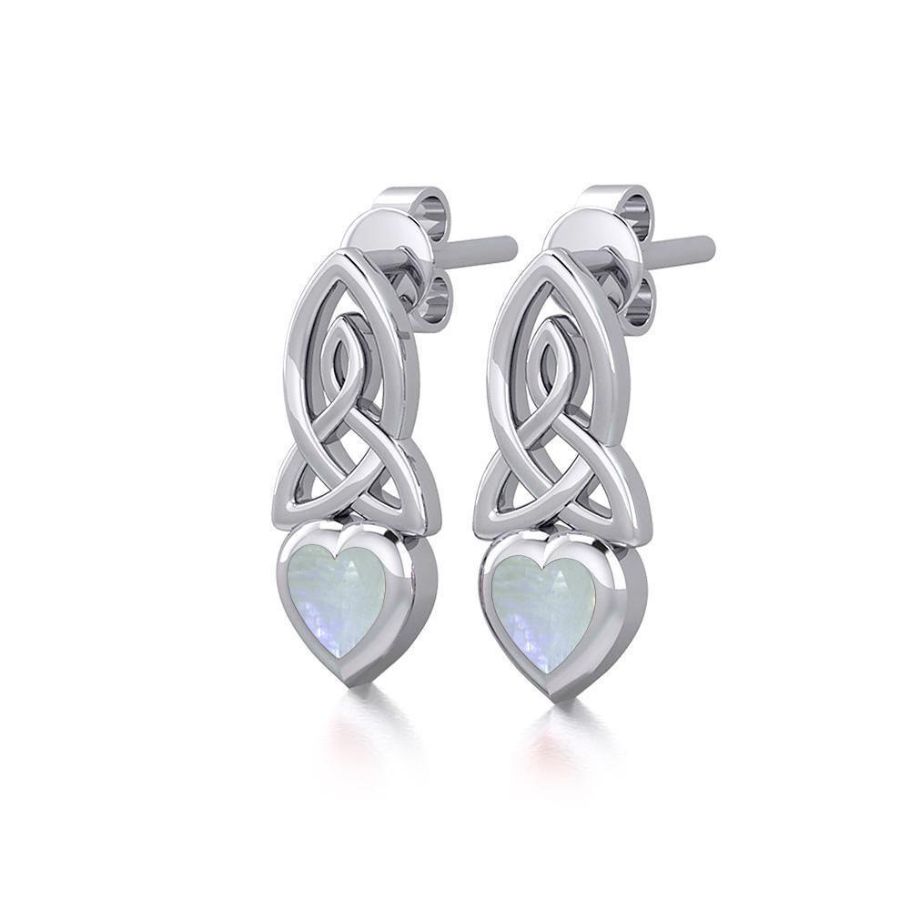Celtic Heart Silver Post Earrings with Gemstone TER1871