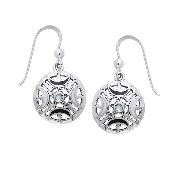 Sun Fire Moon Silver Earrings With Gem and Enamel TER200 - peterstone.dropshipping