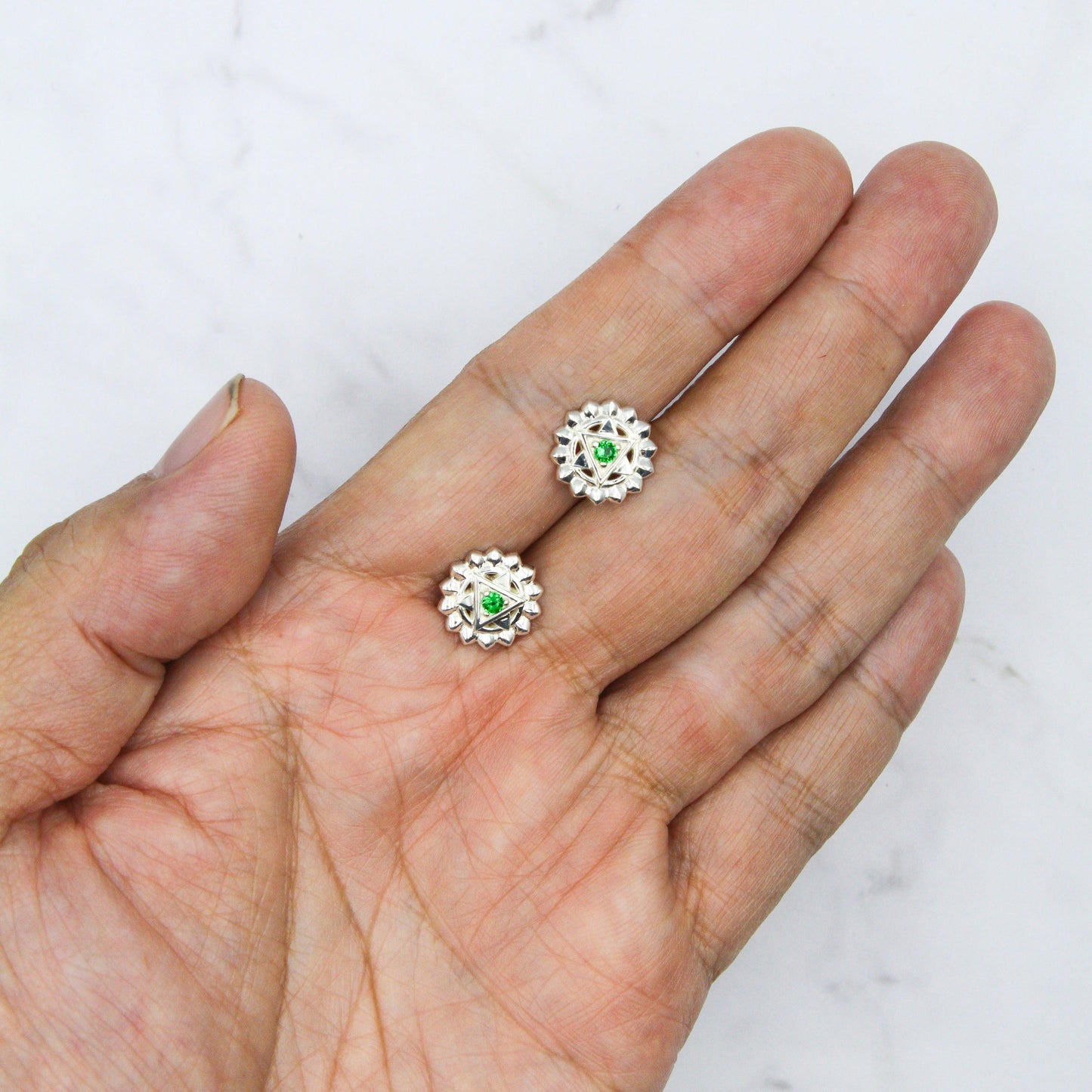 Anahata Heart Chakra Sterling Silver Post Earrings TER2048 - Wholesale Jewelry