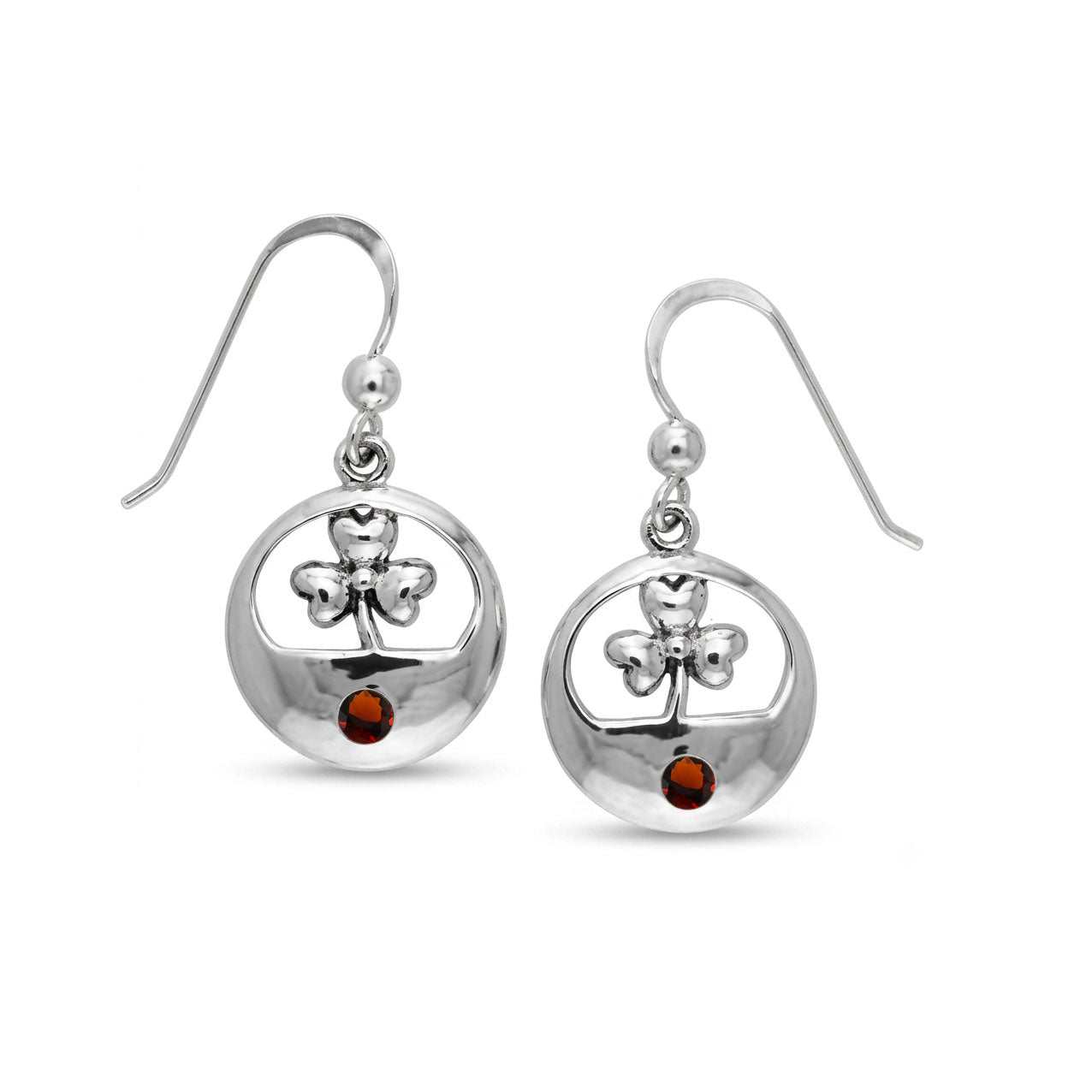 Shamrock with Gemstone Sterling Silver Earrings TER207