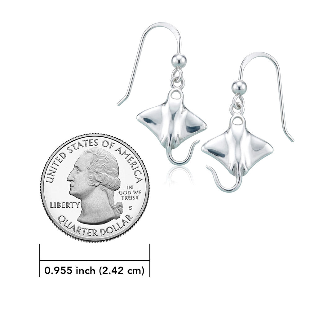 Manta Ray Sterling Silver Earrings TER309