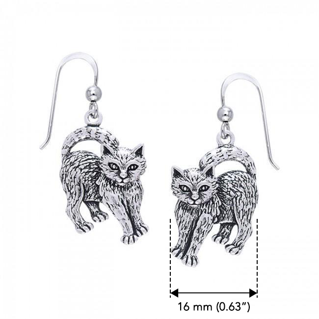 Lightweight Cat Familiar Sterling Silver Earrings TER2253