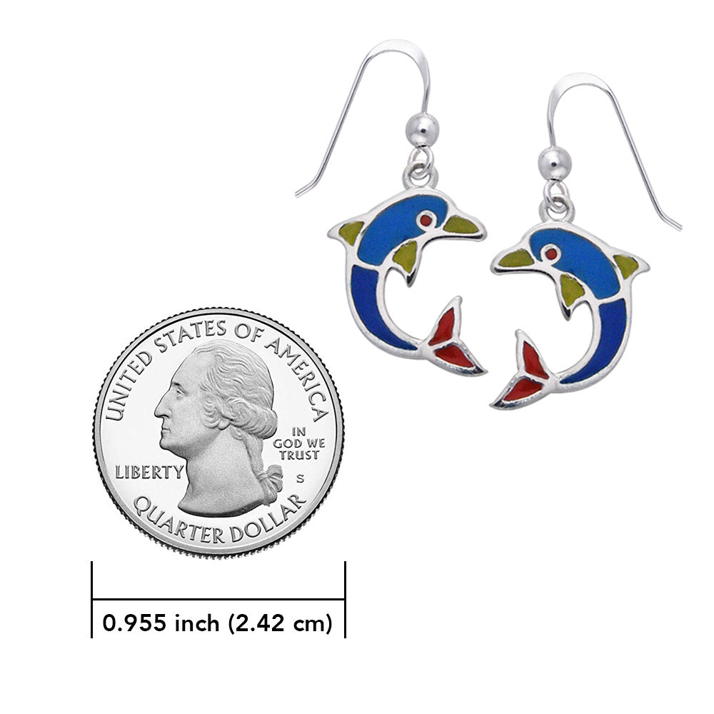 Dolphin Sterling Silver Earrings with Enamel TER424