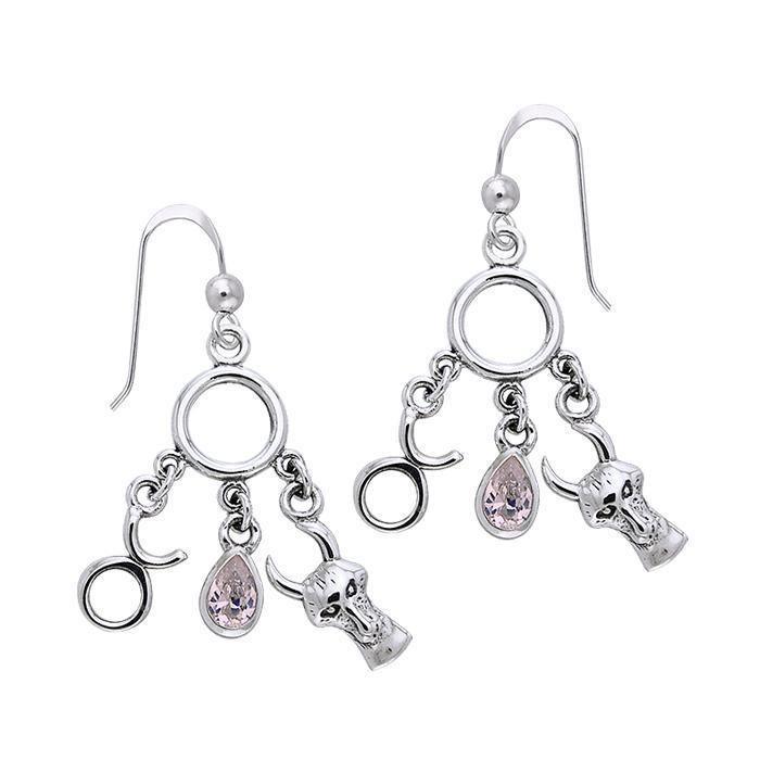 Taurus Zodiac Symbol Silver Earring TER885