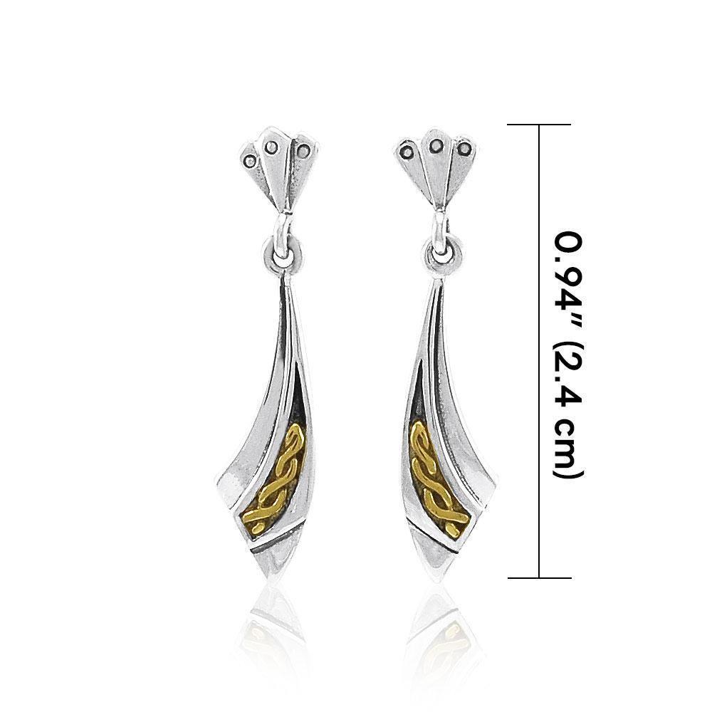 Celtic Knot Art Deco Gold Accent Silver Earrings TEV2548