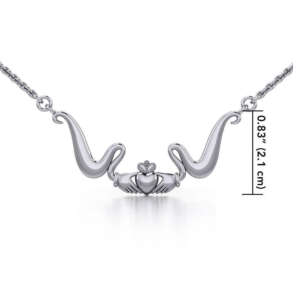 Irish Claddagh with Gem Silver Necklace TN186