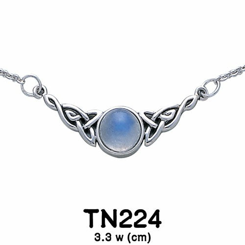Wear the gift of interconnectedness ~ Celtic Knotwork Sterling Silver Necklace with a Gemstone centerpiece TN224