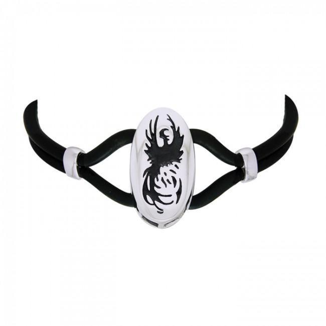 Rising Phoenix Silver Necklace with Leather Cord TNC253