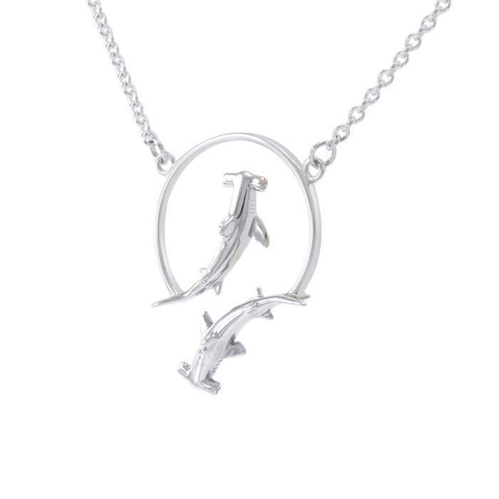 Quadruple Hammerhead Shark Sterling Silver Necklace TNC438P