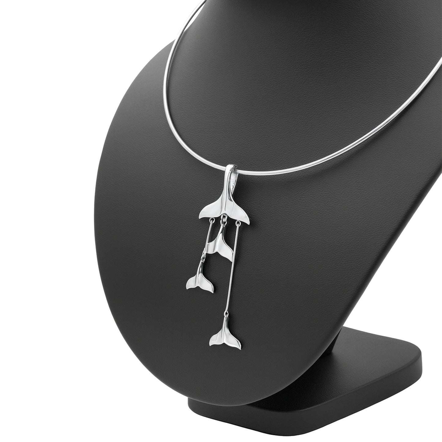 Dangling Silver Whale Tails Fashion Necklace TNC480