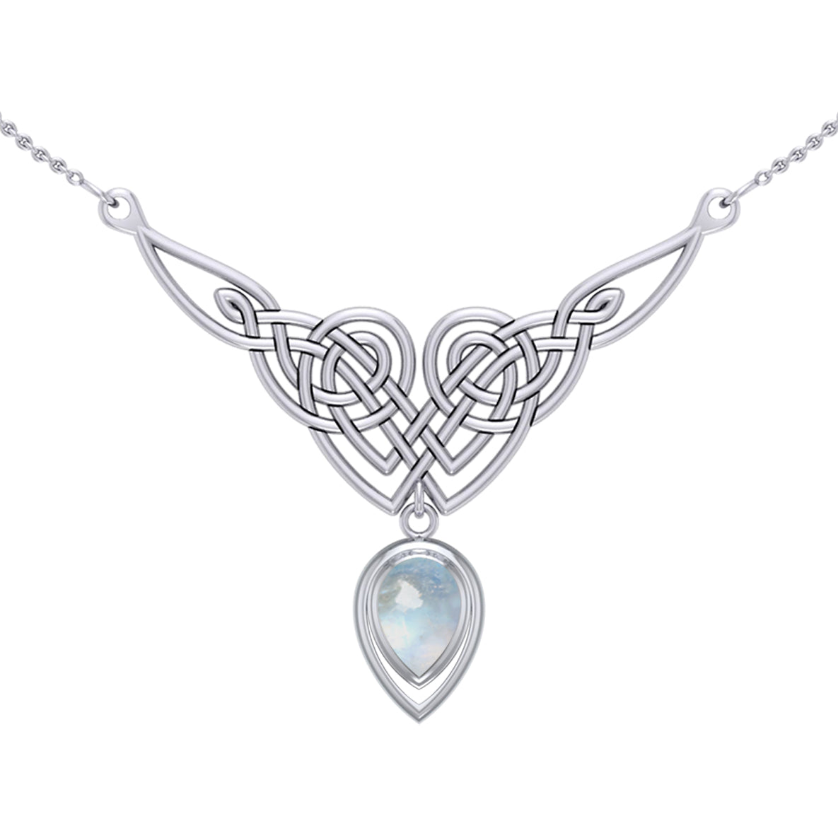 Celtic Knotwork Sterling Silver Necklace with Large Gemstone TNC573