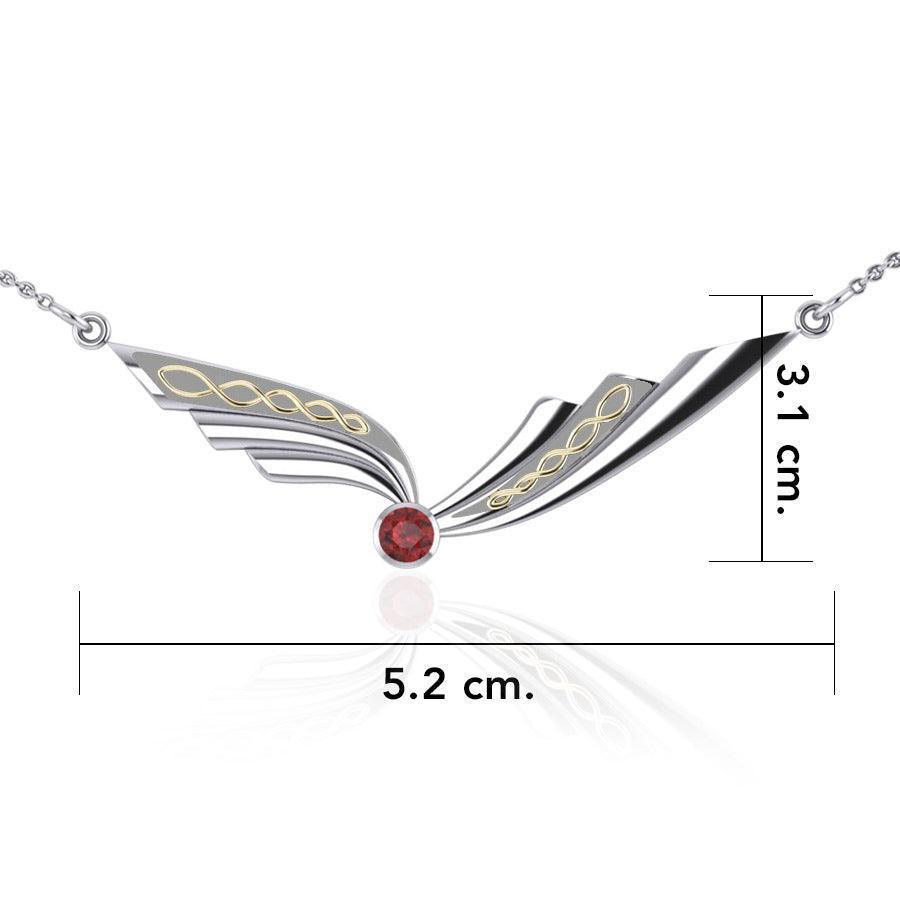 Celtic Knot Silver and Gold Accent Necklace with Gemstone TNV190