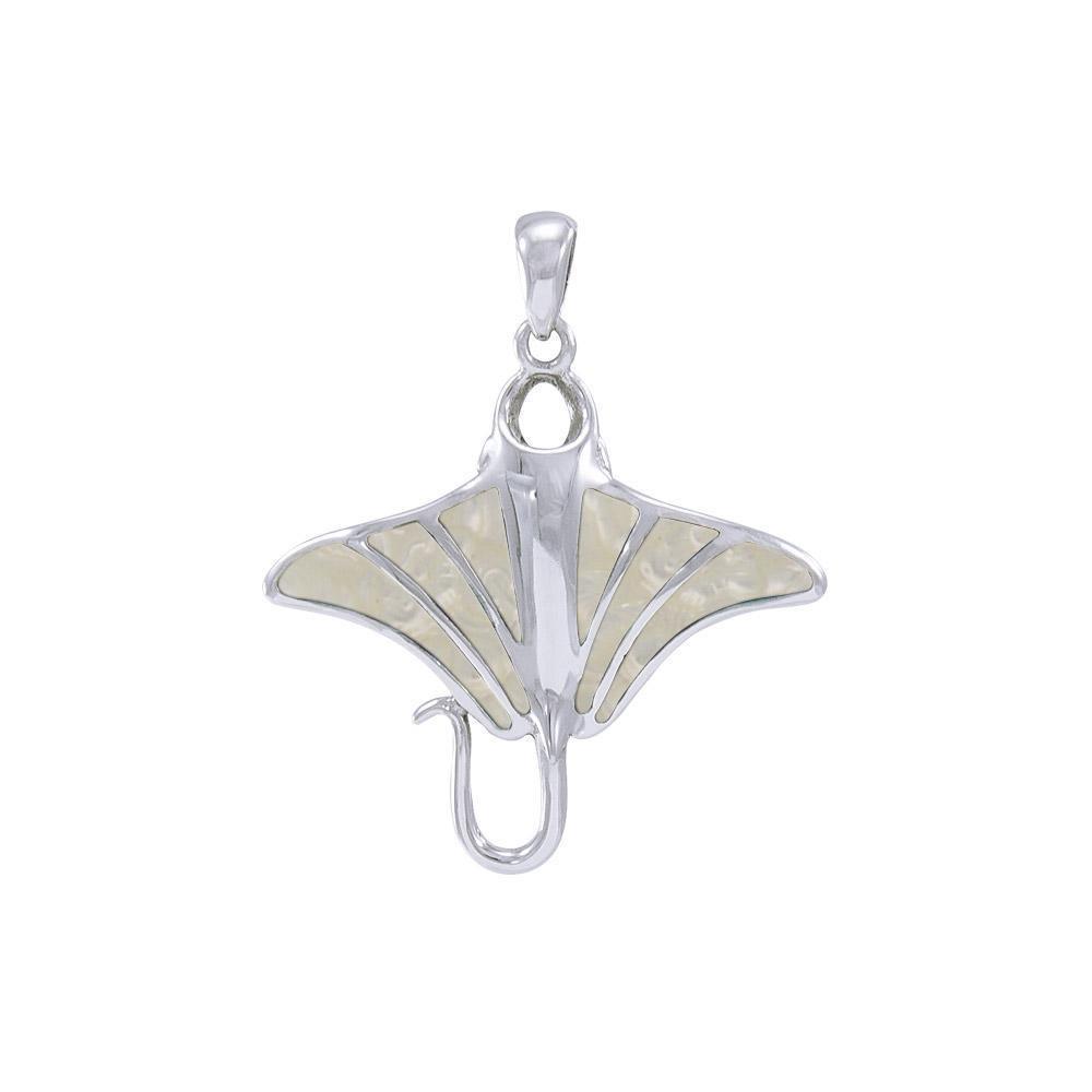 Manta Ray Silver Pendant with Inlay TP1077