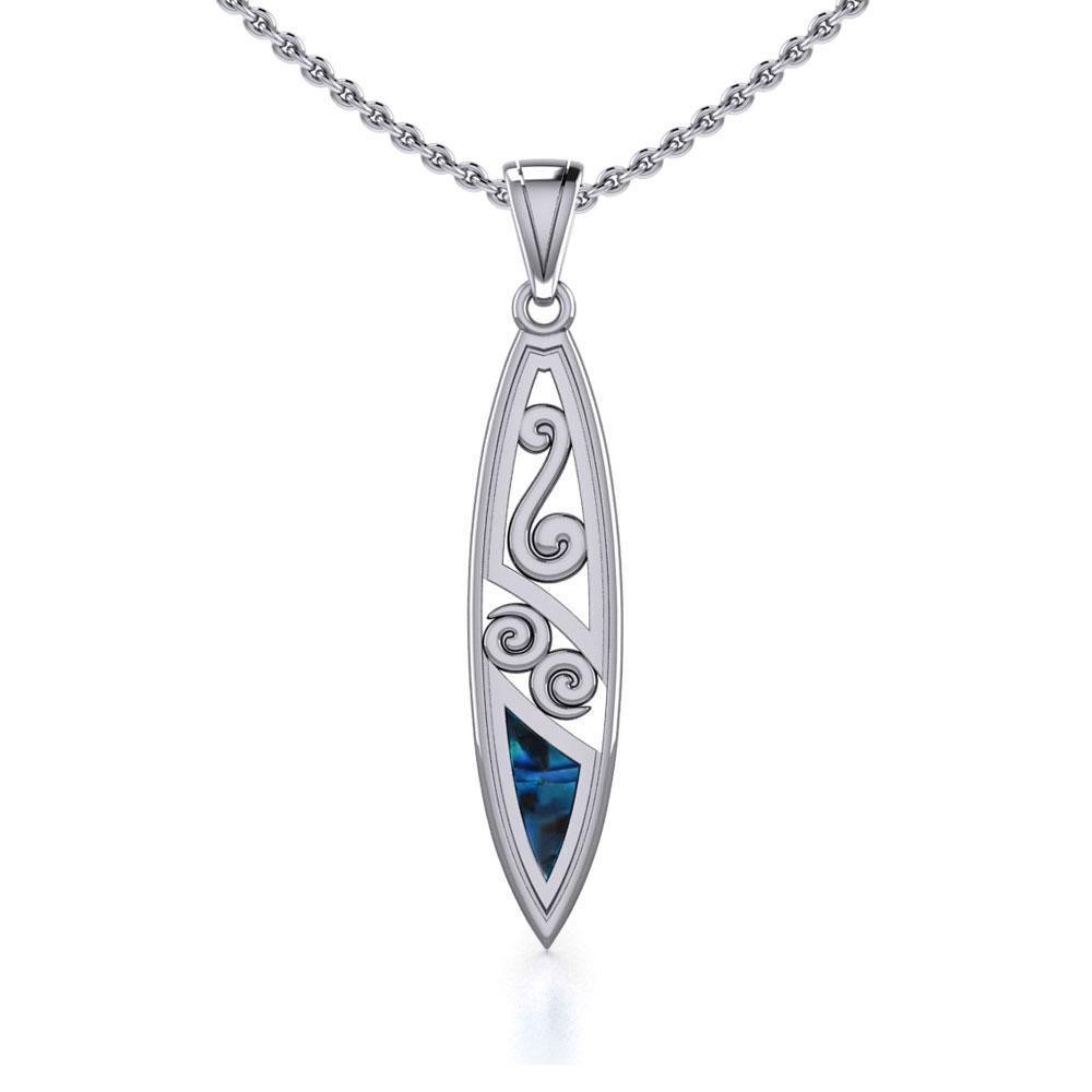 Filigree Surfboard Silver Pendant TP1531