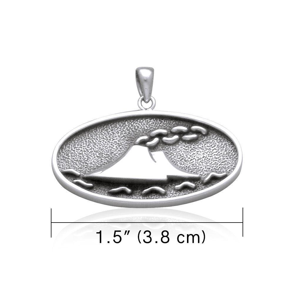 Hawaii Volcano Raised Large Silver Pendant TP1653