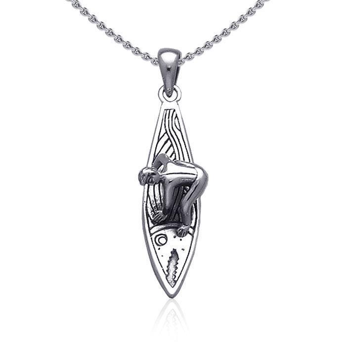 Surfer on Board ~ Sterling Silver Pendant Jewelry TP2943