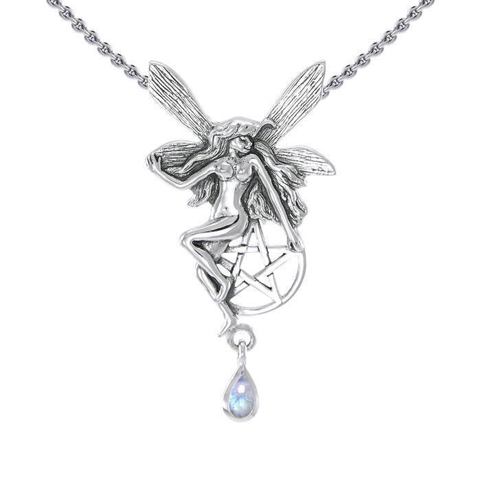 Fairy with Pentagram Silver Pendant TP3319