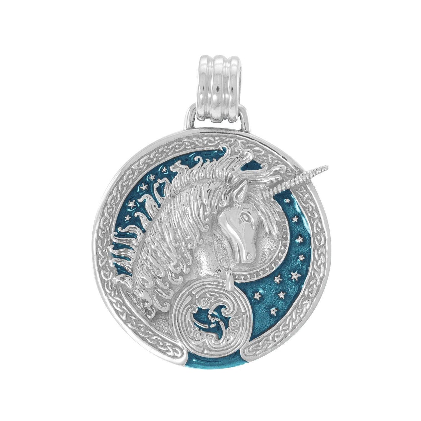 Silver Celtic Unicorn Enamel Pendant By Courtney Davis TP3432