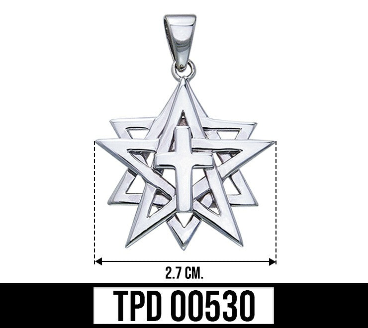 Cross Star Of David Sterling Silver Pendant TPD530