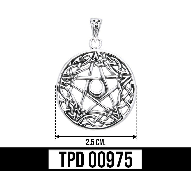 Celtic Knotwork Pentacle Sterling Silver Pendant by Courtney Davis TPD975