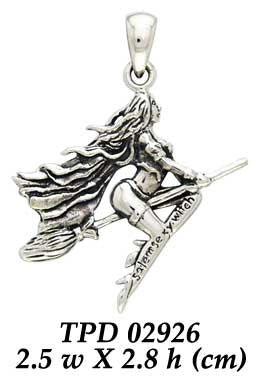 Magickal Diva ~ Sterling Silver Sexy Witch Pendant TPD2926