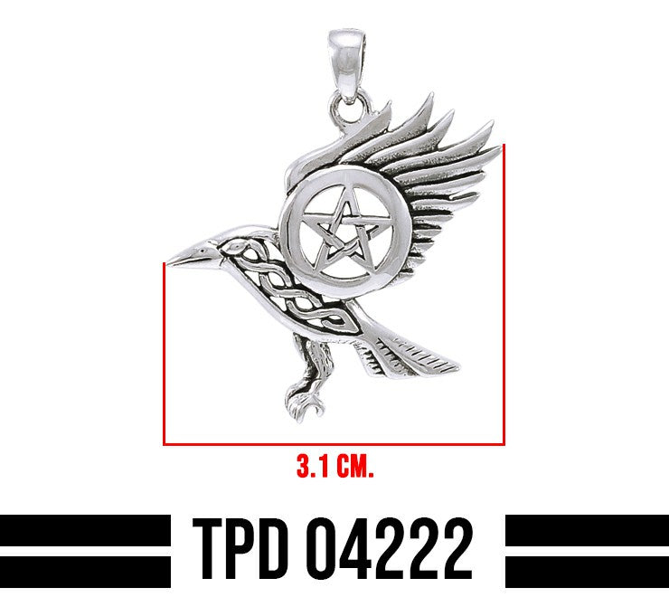 Raven With The Pentacle Sterling Silver Pendant TPD4222