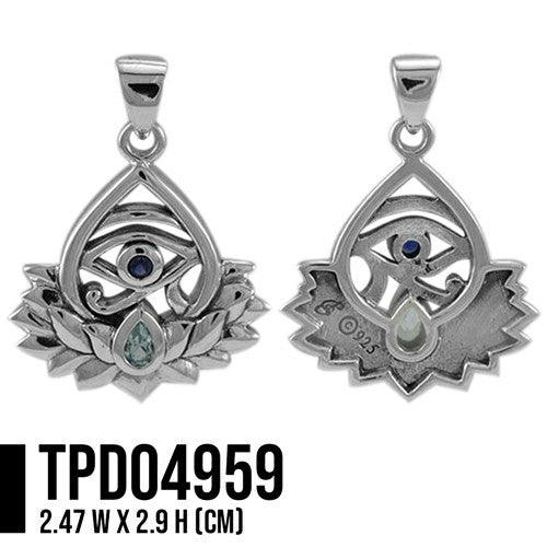 Eye of Horus and Lotus Sterling Silver with Gemstone Pendant TPD4959