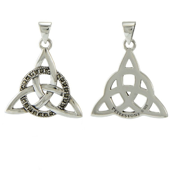 Celtic Triquetra Sterling Silver Pendant with Marcasite TPD5316