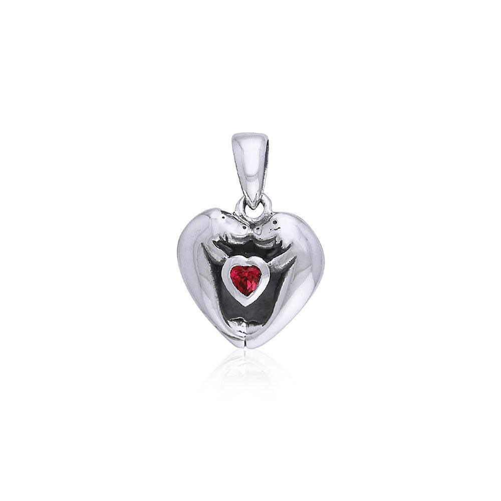 I Love Manatees With Heart Shape Gemstone Sterling Silver Pendant TPD060 - peterstone.dropshipping