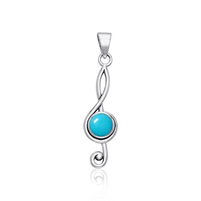 Music Clef Cabochon Gemstone Pendant TPD1719