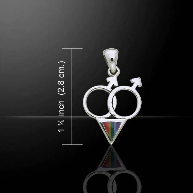 Two Men Rainbow Triangle Silver Pendant TPD308