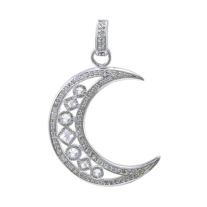 Chakra Moon Sterling Silver with Gemstones Pendant TPD3494
