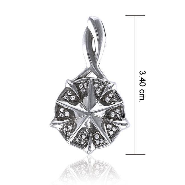 Silver Compass Slider Pendant with Gemstone TPD3528