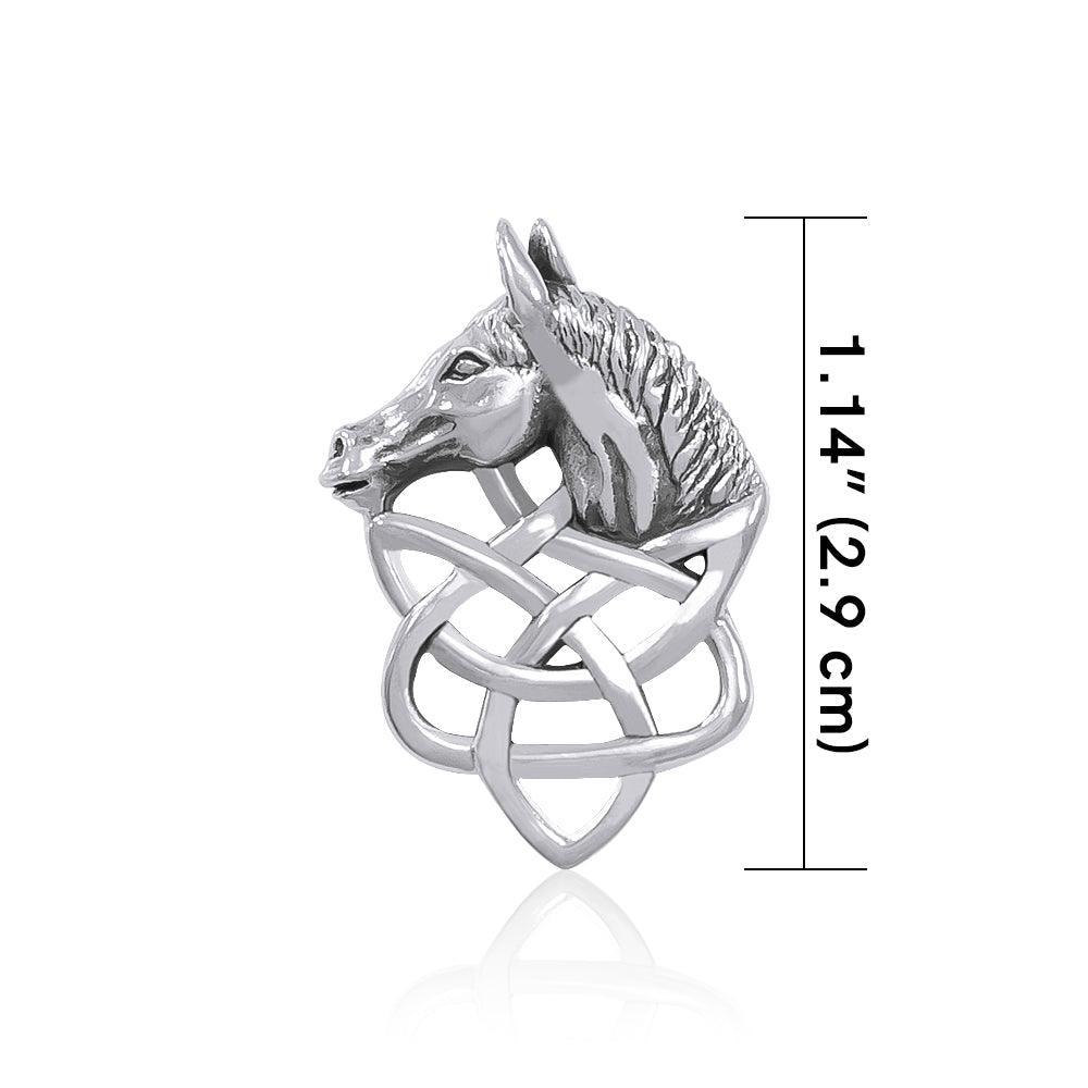Sterling Silver Celtic Knotwork Horse Pendant TPD360