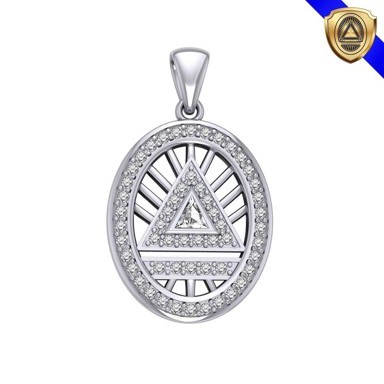 Large System Energy Symbol Sterling Silver Pendant with Gemstone TPD3698