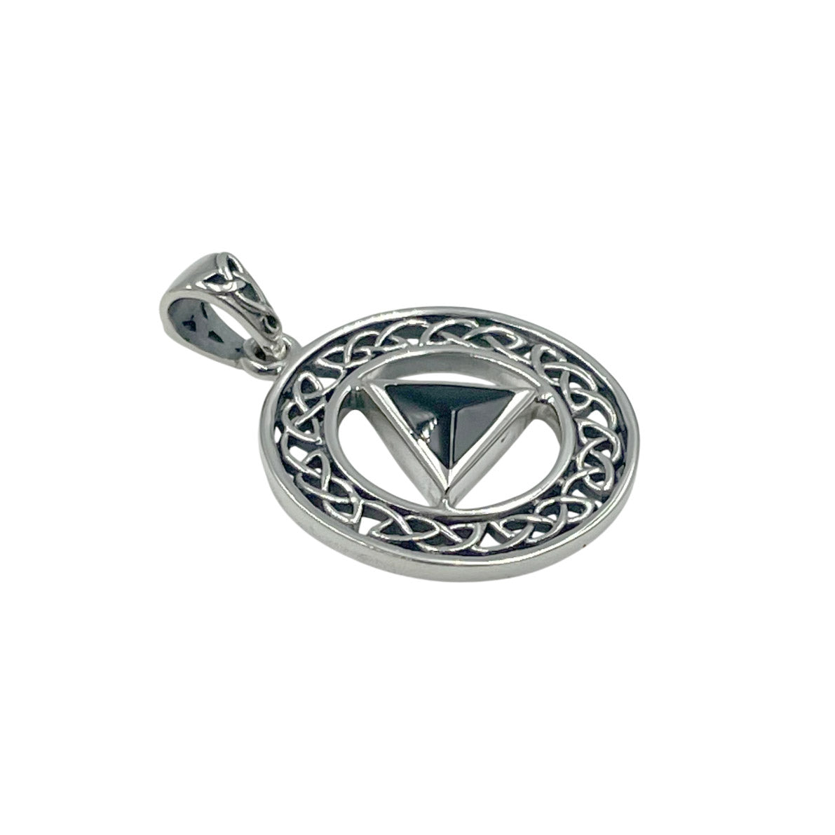 AA Recovery with Celtic Boarder Sterling Silver Pendant TPD3938