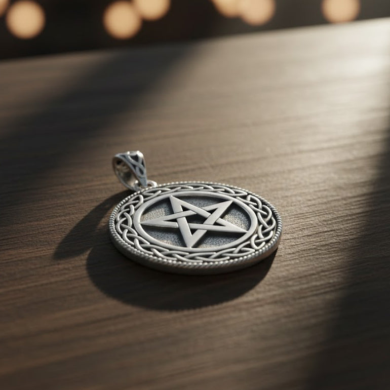 Pentacle & Celtic Sterling Silver Pendant TPD4128