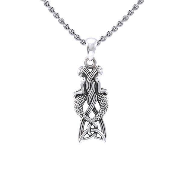 Celtic Mermaid Goddess Sterling Silver Pendant TPD4153