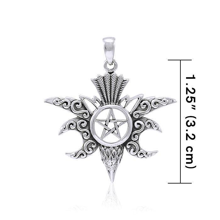 Raven on Pentacle Sterling Silver Pendant TPD4220