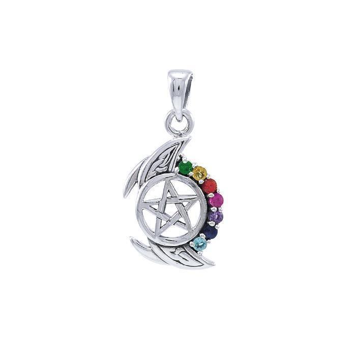 Gemstone Crescent Moon with Pentagram TPD4256