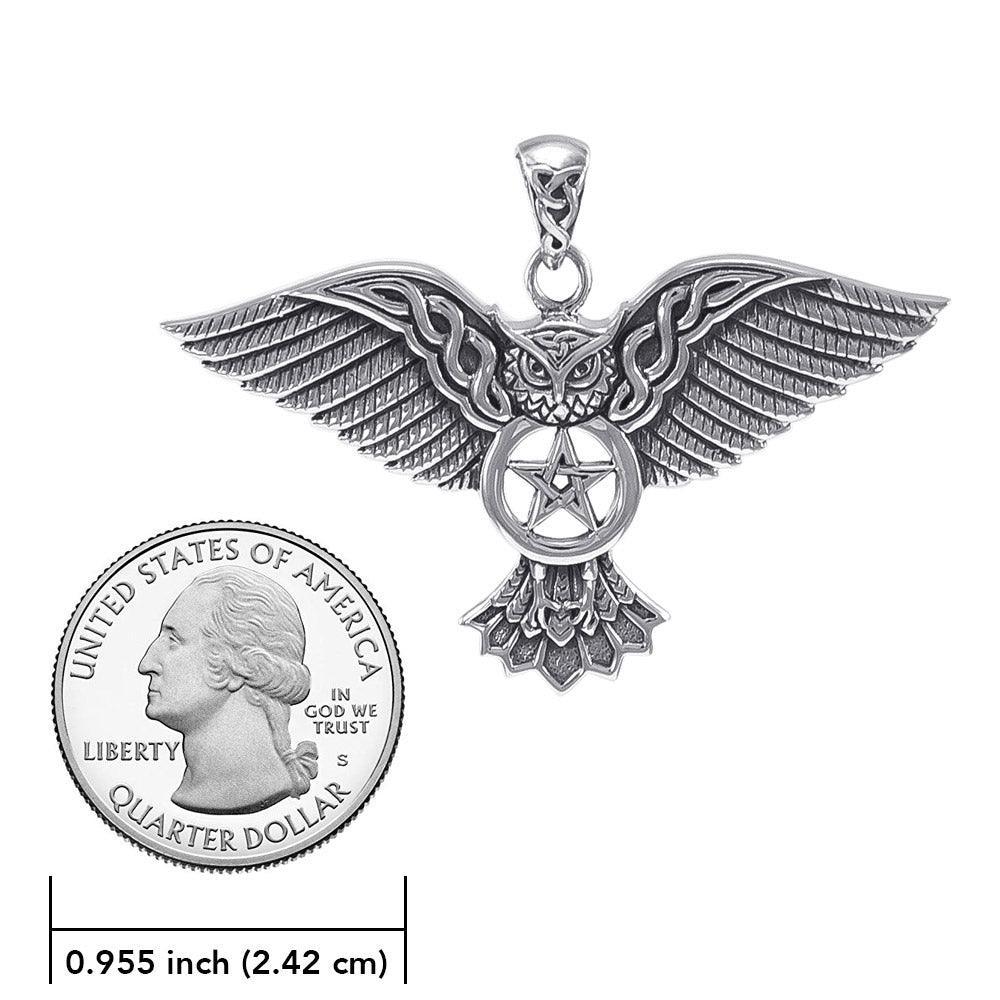 Celtic Owl with Pentacle Silver Pendant TPD4336 - peterstone.dropshipping