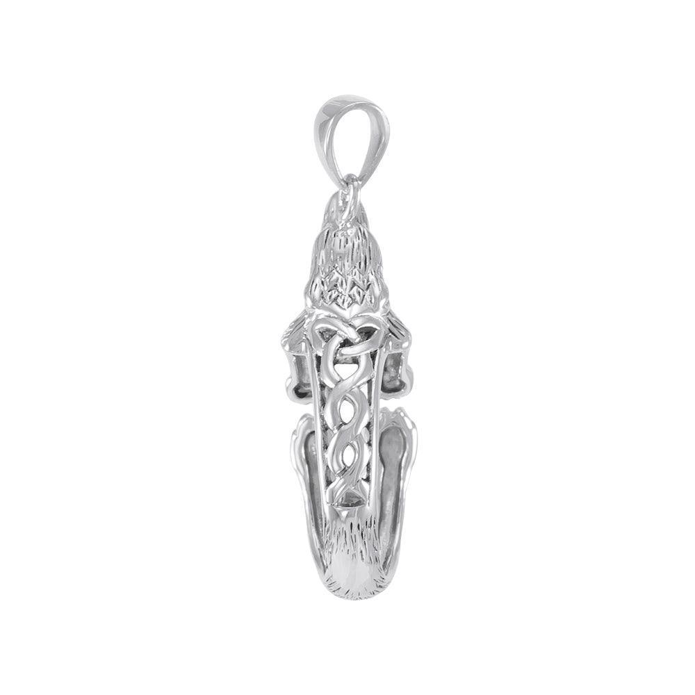 Sterling Silver Howling Celtic Wolf Pendant TPD4852