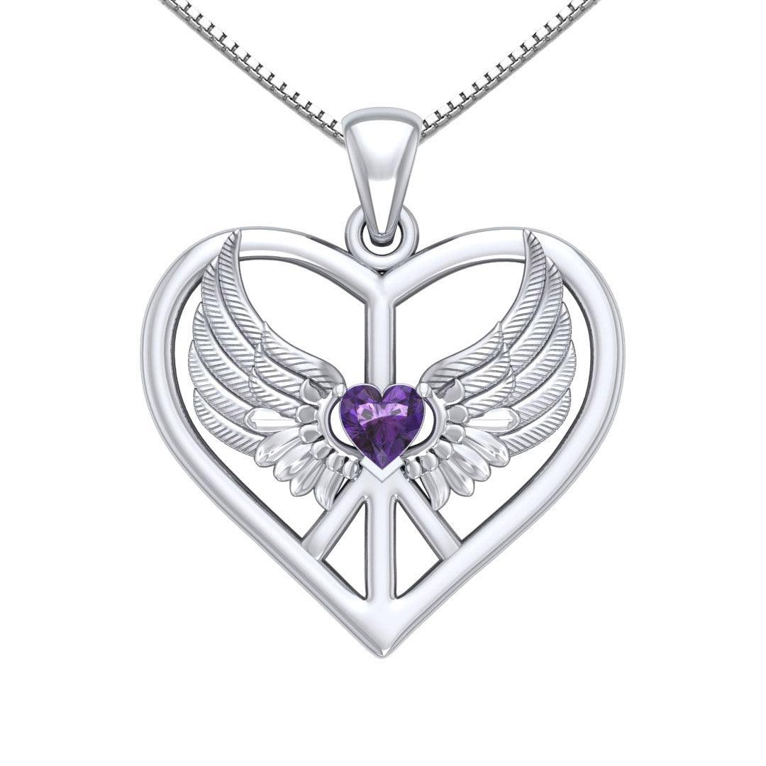 Wrapped in the Wings of an Angel ~ Sterling Silver Peace Symbol Pendant Jewelry TPD5109 - peterstone.dropshipping