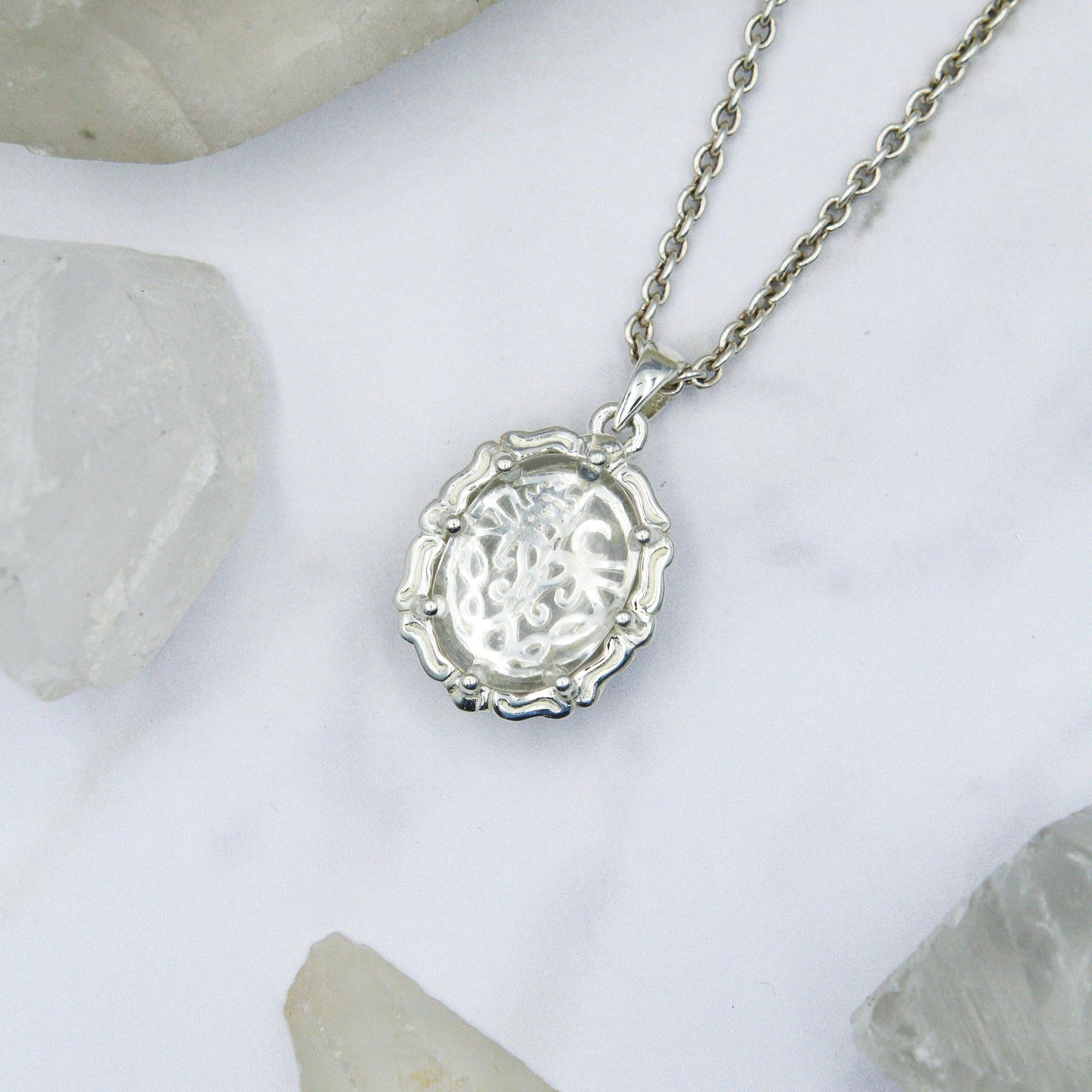 Tree of Life Sterling Silver Pendant with Genuine White Quartz TPD5113 - peterstone.dropshipping