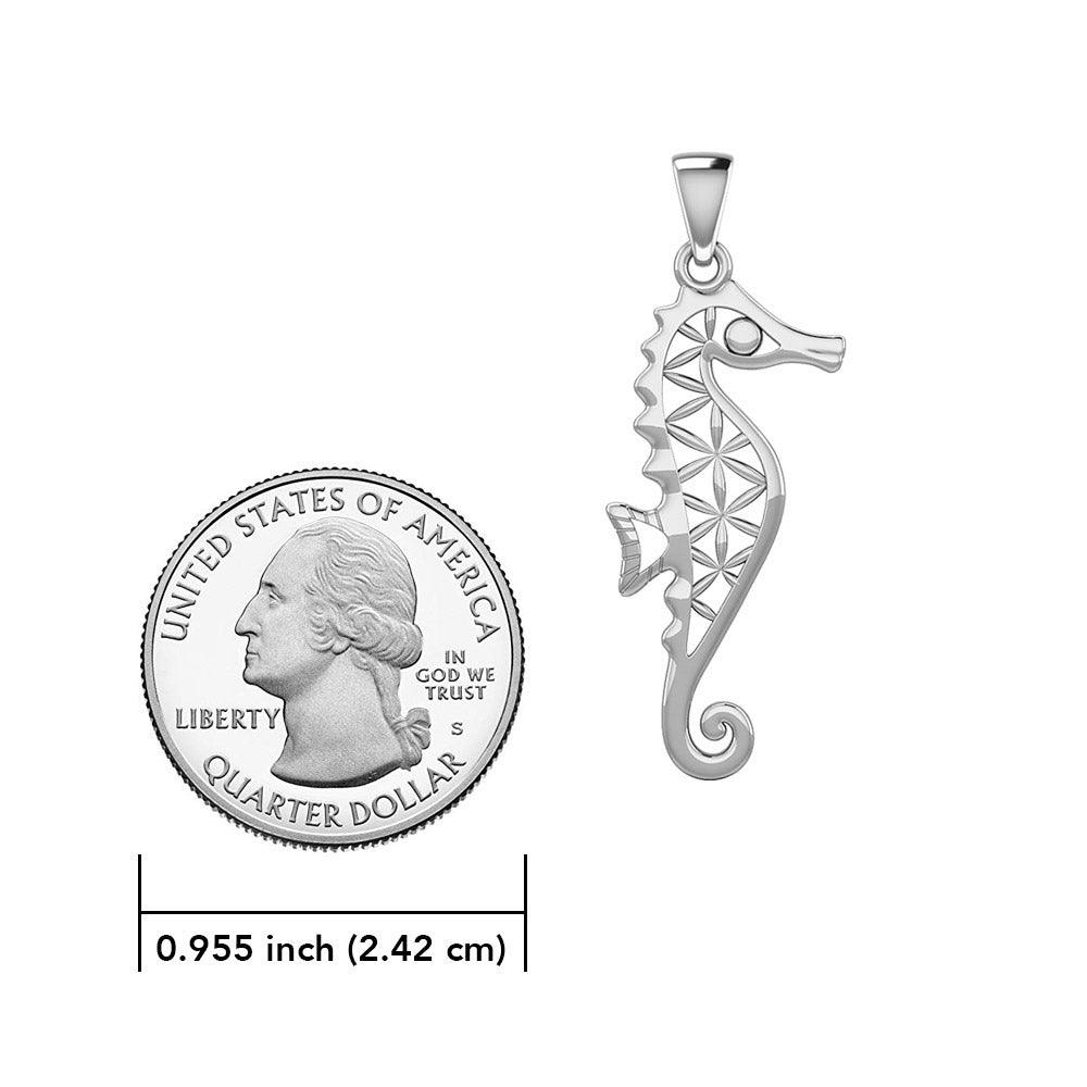 Flower of Life Seahorse Sterling Silver Pendant TPD5299