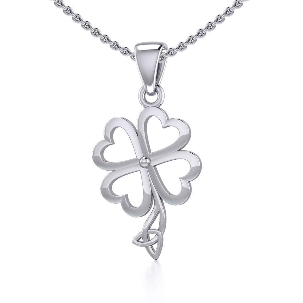 Four Leaf Clover with Trinity Knot Silver Pendant TPD5357